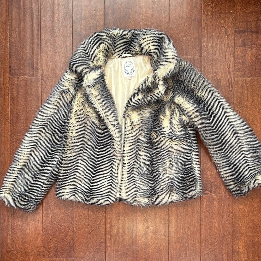 Marks & Spenser Kids Zebra Pattern Faux Fur Jacket, Size 11-12y